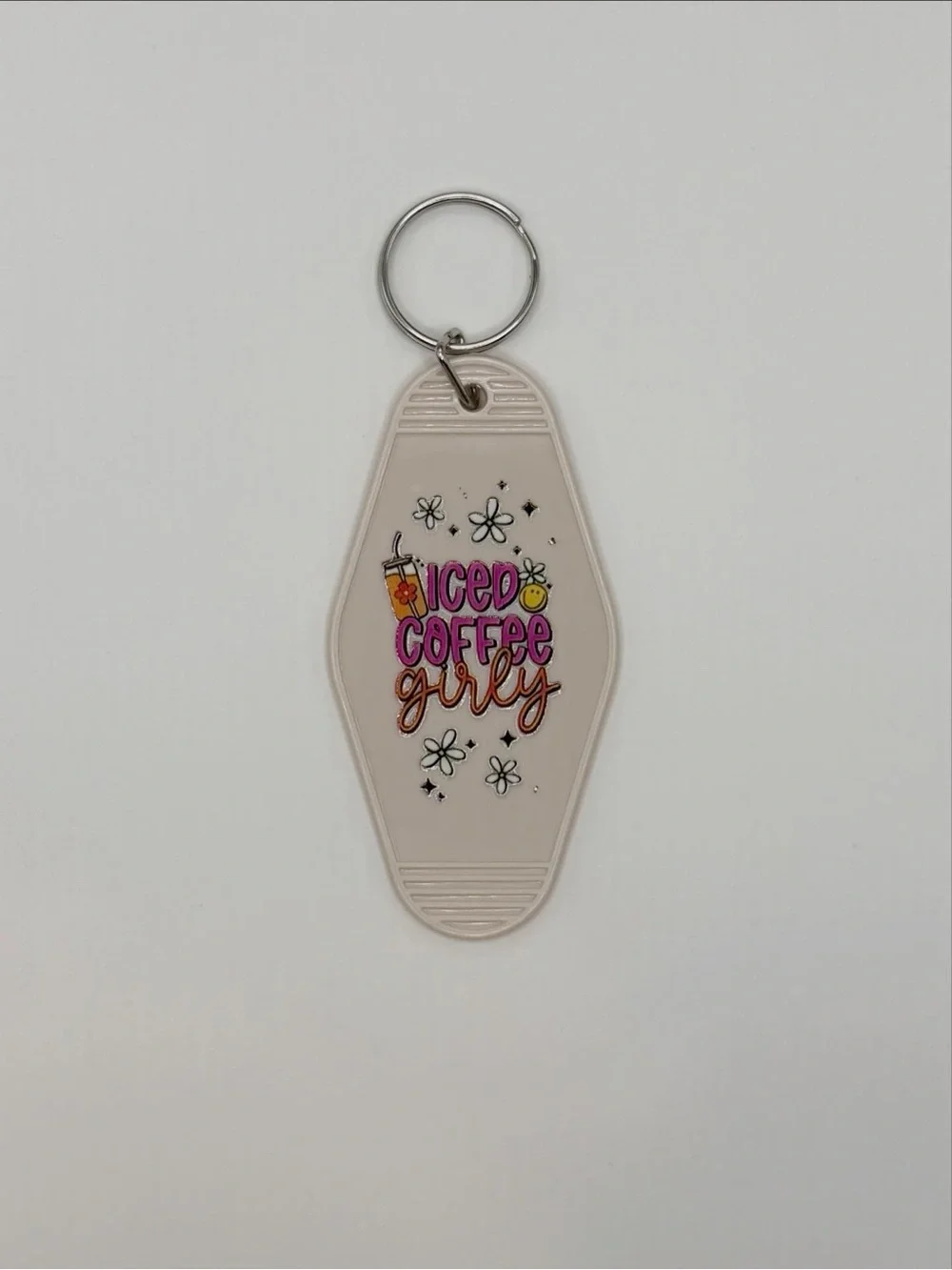 Iced Coffee Girly Pink Keychain Card Holder